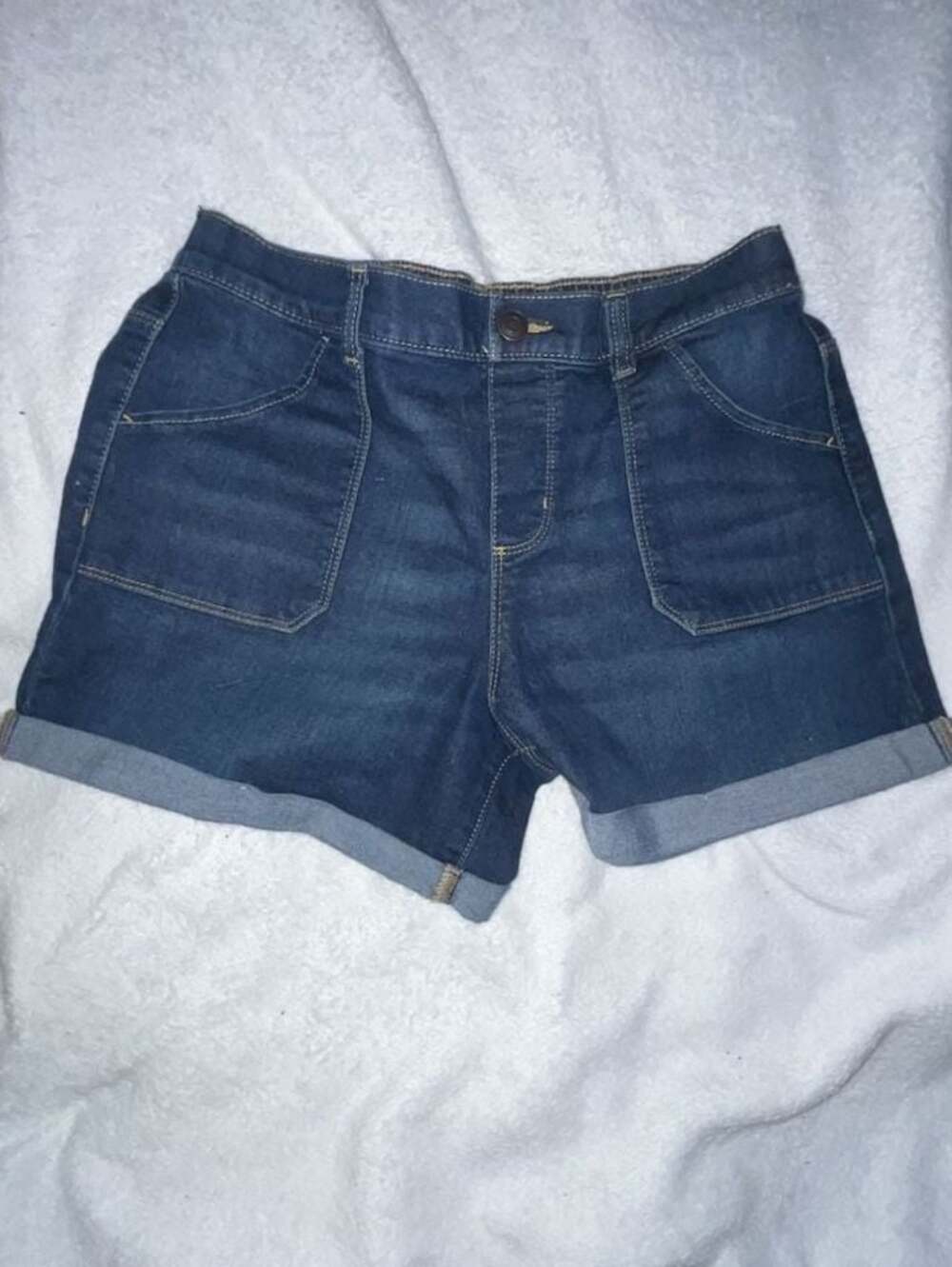 Wonder Nation Girls Denim Utility Shorts Elastic Waist Size XL 14-16